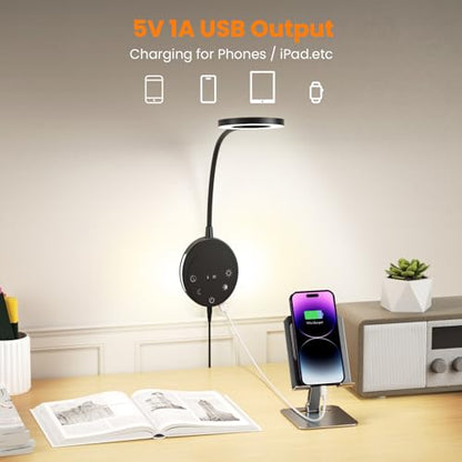 Wall Mounted Reading Light,Headboard Reading Lamp with 5 Color Temperature &5 Dimming,360°Flexible Gooseneck,USB Output, Night Light&Timer Function- Perfect for Reading in Bed Black 2 PCS - color: Black 2 PCS