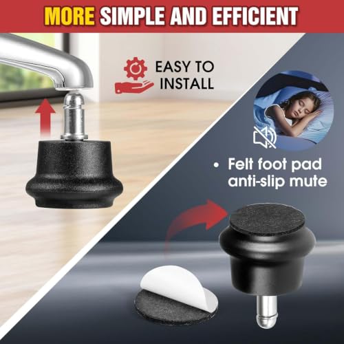 Bell Glides for Office Chair, Stationary Caster Replacement with Felt Pads