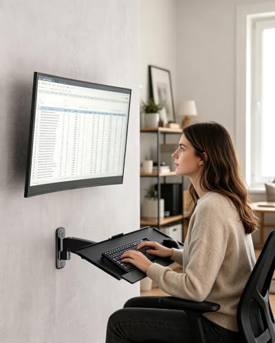 Compact Wall Mount Keyboard Tray, 26 Inch Keyboard and Mouse Wall Mount - size: Short arm
