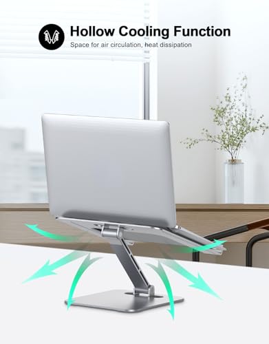 RIWUCT Aluminum Alloy Laptop Stand for Desk, Foldable Laptop Riser Holder - color: Silver