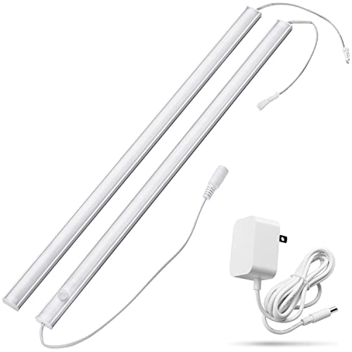 Under Cabinet Motion Sensor Lighting Indoor Plug in, 16" 12V LED Under Counter Lights Super Bright Ultra Thin Magnetic for Kitchen/Hallway/Toilet/Garage/Closet(Cold White/6000K, 2 Pack) - color: Cool White/6000K, size: 2 Pcs