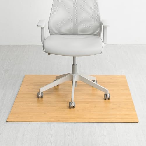 Anji Mountain 48" x 42" Bamboo Office Chair Mat for Carpet & Hardwood Floor - color: Natural, size: 48" x 42", style: Without Lip