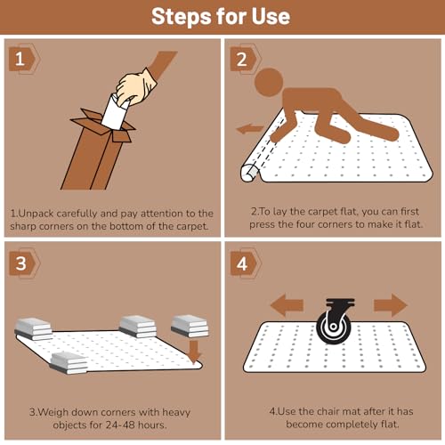 Office Chair Mat for Low Pile Carpet, 36" x 48" Clear Plastic - size: 36"x48"