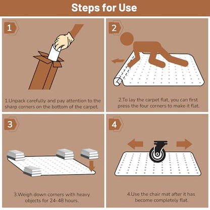 Office Chair Mat for Low Pile Carpet, 36" x 48" Clear Plastic - size: 36"x48"