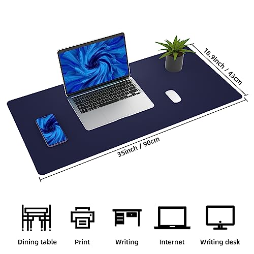 AFIING Desk Mat, Blue, 35.4" x 17", Cork Desk pad Protector - color: Blue, size: 36" x 17"