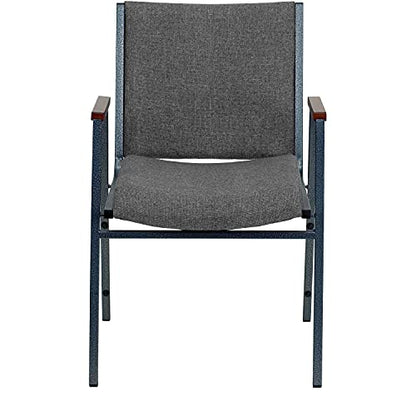 Flash Furniture HERCULES Series Heavy Duty Gray Fabric Stack Chair with Arms and Ganging Bracket - color: Gray Fabric, size: Set of 1