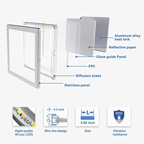 VST Under Cabinet Mini Panel Lighting 6PCS 3.94inch 12V 2.5W(Total 15W) with Wireless Dimmer Switch, Surface Mount Puck Light for Kitchen Van Truck Car Galley Downlight (Square Silver 4000K) - color: 6 Pack Square Silver