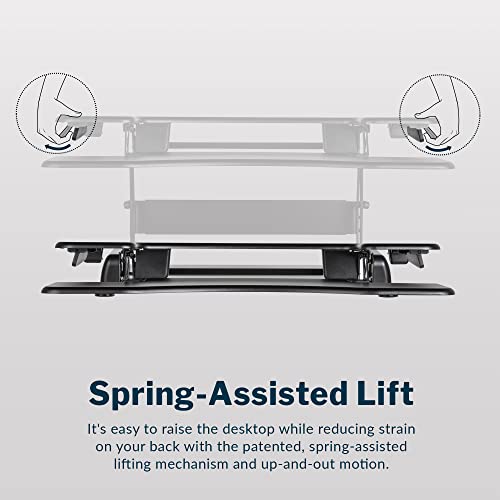 Vari VariDesk Pro Plus 36 - Adjustable Desk Converter with 11 Height Settings - Laptop Sit Stand Desk Riser for Home Office, Table Tops, Workspace - Fully Assembled with Spring Loaded Lift - Black - color: Black