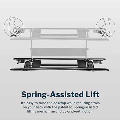 Vari VariDesk Pro Plus 36 - Adjustable Desk Converter with 11 Height Settings - Laptop Sit Stand Desk Riser for Home Office, Table Tops, Workspace - Fully Assembled with Spring Loaded Lift - Black - color: Black