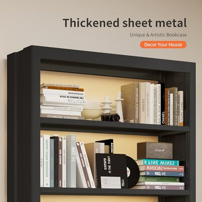 Heavy Duty Metal Bookshelf, 71” Tall 5-Tier Bookcase, Thickened 300LB Capacity Per Shelf, Adjustable Steel Shelves, Industrial Bookcase for Living Room, Home Office, Garage, Black - color: Black