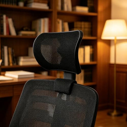 Office Headrest Breathable Mesh Ergonomic Adjustable Chair Attachment Clamp Suitable for Professionals Students Gaming Desks, Black-B