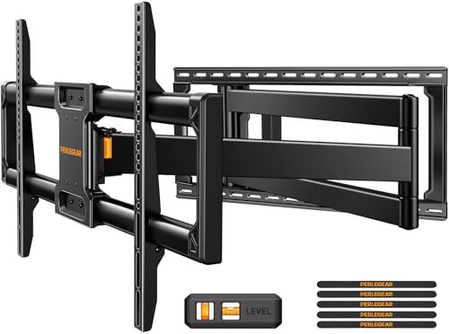 Perlegear Long Arm Full Motion TV Wall Mount for 42–97 Inch TVs up to 150 lbs, Pre-Assembled TV Mount with Full Swivel, Tilt and Extension, Fits 8″/12″/16″/24″ Wood Studs, Max VESA 800x400mm, PGXLF02