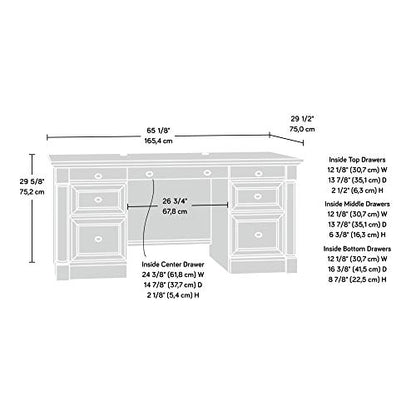 Sauder Palladia Office Desk with Drawers, Executive Desk with File Cabinet Storage, Cable Management, Keyboard Tray, in Select Cherry Finish - color: Select Cherry