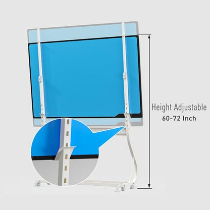 Mobile LCD Writing Board with Stand,50x34 Inch Rolling White Board on Wheels,Portable Message Blackboard Rolling Whiteboard for Office Home Outdoor,Height Adjustable 60-72"