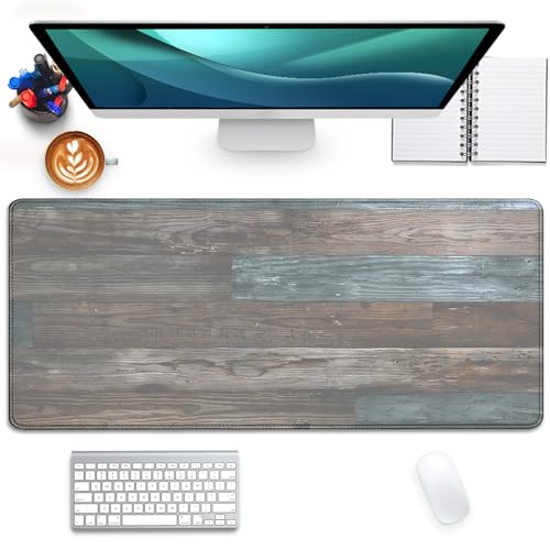 Vintage Wood Grain Pattern Desk Pad Mouse Pad,Large Gaming Mouse Mat with Stitched Edges,Non-Slip Rubber Base Mousepad for Office Computer Keyboard Laptop Home(27.5X11.8 in) - color: Wood Grain