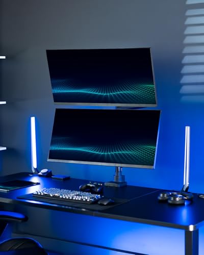 VIVO Pneumatic Arm Dual Ultrawide Monitor Extra Tall Desk Mount for Up to 49 inch Screens, Heavy Duty Clamp, Holds 2 Ultra Wides Up to 44 lbs, Black, STAND-V120K - size: Dual Mount, style: Desk Mount
