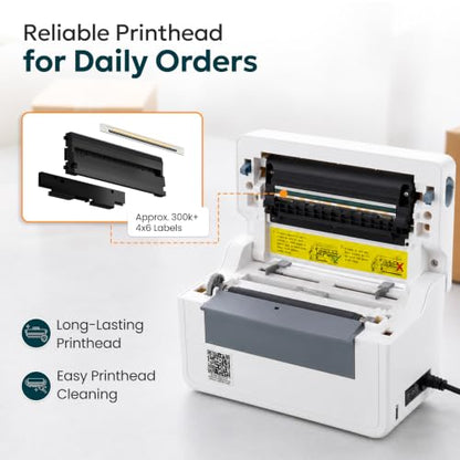 Bluetooth Shipping Label Printer, 4X6 Wireless Label Printer, USB Shipping Label Maker for Small Business, Compatible with iPhone, Android, Windows & Mac