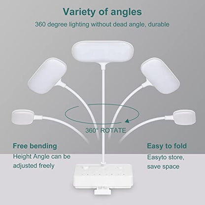 LED Desk Lamp, Power Outlet with Dimming Night Light Desk Light,Table Lamps 3 Lighting Modes Desktop Charging Extension Lead 4 AC Power Outlet and 2 USB Charging Ports for Travel Home Office