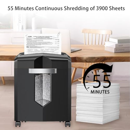 Bonsaii 12-Sheet P-4 Micro-Cut Shredder, 55-Min Continuous Use, Shreds Paper, Credit Cards & CDs, 4-Gal Transparent Bin, Mobile Casters – Black - color: Black, size: 12-Sheet | 55 min