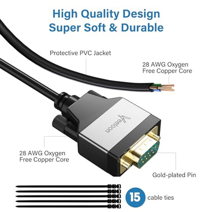 USB C to Serial Adapter (FTDI Chipset), 4 FT USB C to RS232 Male DB9 Pin Converter Serial Cable with Cable Ties for Windows 11, 10, 8.1, 8, 7, Vista, XP, 2000, Linux and Mac OS X, macOS - size: 4FT, style: USB C to DB9Pin Male
