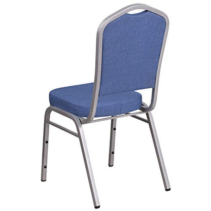 Flash Furniture Hercules Crown Back Stackable Banquet Chair, Silver, 4-Pack | Silver Frame, Fabric Upholstery - color: Blue Fabric/Silver Frame, size: Set of 4