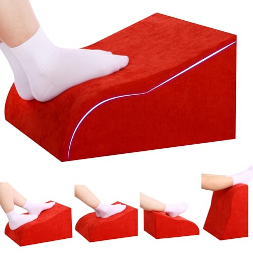 Foot Rest for Under Desk at Work, Ergonomic Under Desk Footrest with Washable Cover for Office, Home & Gaming Leg Elevation Pillow Red - color: G-red