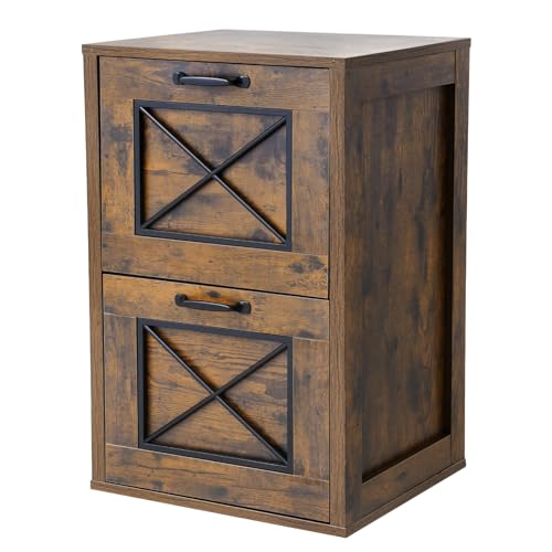 VEVOR 2 Drawer File Cabinet, Vertical Filing Storage Cabinets for Home Office, Heavy-Duty Cabinet with 2-Level Adjustable Hanging Rod, for A4/Letter/Legal Size File, Easy to Assemble (Honey Brown) - style: 2 Drawers