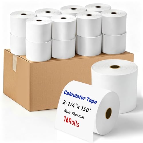16Pcs Adding Machine Tape, 2 1/4" x 150 ft Calculator Tape Rolls | Calculator Paper Rolls for Most Printing Calculators, POS Systems & Cash Registers(Non Thermal), Adding Machine Paper - color: 16PC