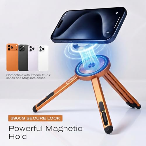C Coiro 3-in-1 Magnetic Foldable Laptop Stand and Phone Stand for Desk Aluminum Alloy Adjustable Holder 10–16” Laptops & 4–13” Phones/Tablets, Magnetic Compatible with iPhone Android, Orange - color: Orange