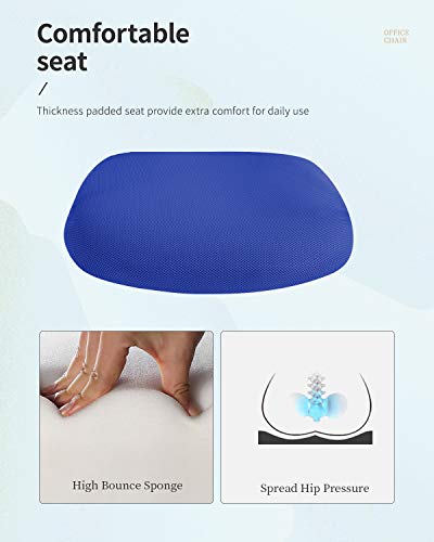 Home Office Chair Mid Back PC Swivel Lumbar Support Adjustable Desk Task Computer Ergonomic Comfortable Mesh Chair with Armrest (Blue) - color: Blue