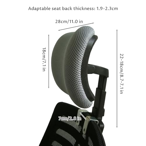 Office Chair Headrest Attachment, Ergonomic Mesh Office Chair Headrest No-Drill Easy Install Adjustable Height & Angle, M, Attachment, for - color: M