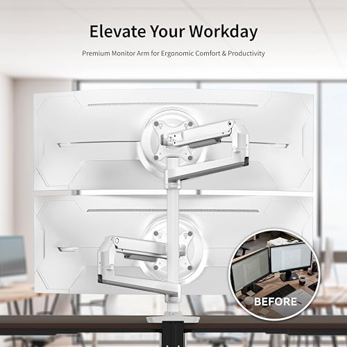 Ergounion Dual Monitor Mount, Holds 2 Stacked Screens up to 40 Inch, White - color: White, size: Dual