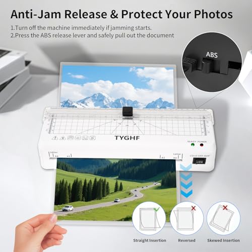 9 Inch Laminating Machine, A4 A5 A6 Thermal & Cold Laminator, White - color: White