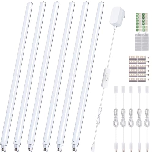 Cefrank 6-Pack Linkable Under Cabinet Lighting, 12" LED Shelf Light Bars - color: White