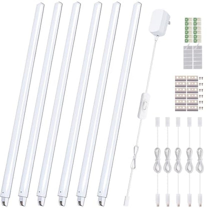 Cefrank 6-Pack Linkable Under Cabinet Lighting, 12" LED Shelf Light Bars - color: White