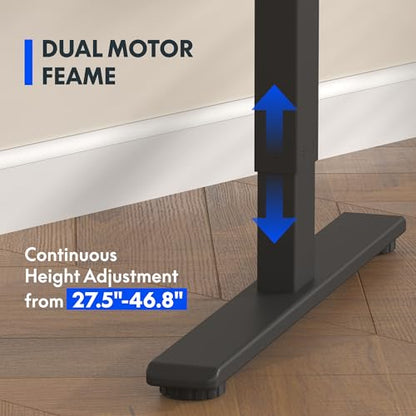 FLEXISPOT E3 Dual Motor Electric Standing Desk 48x30 Inch Whole-Piece Board Height Adjustable Desk Electric Sit Stand Desk (Black Frame + Black Desktop, 2 Packages) - color: Black Frame + Black Top, size: 48"x30" Whole-piece