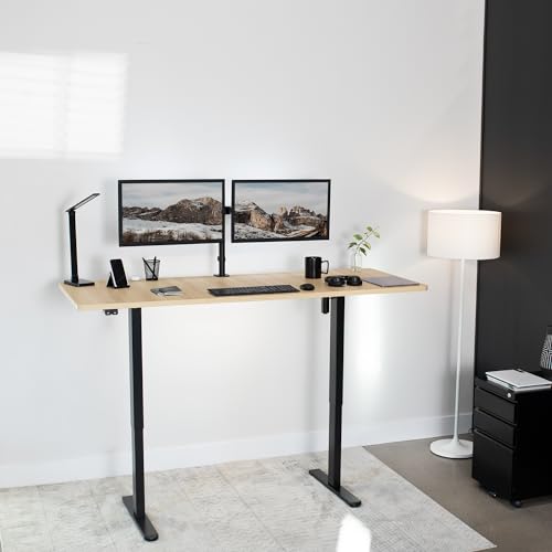 VIVO Light Wood 71 x 30 in Standing Desk, DESK-KIT-0B7C - color: Light Wood Top / Black Frame, size: 71 x 30 inch