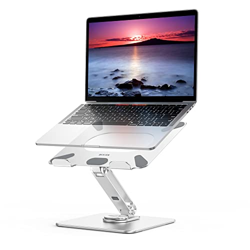 BESIGN LSX7 Laptop Stand with 360 Rotating Base, Ergonomic Adjustable Notebook Riser, Foldable Computer Holder Compatible with 10-15.6" Laptops (Silver) - color: Silver
