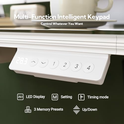 INNOVAR Glass Standing Desk with Drawers, 40 x 24 Inches Electric Height Adjustable Desk, Tempered Glass Top Stand Up Desks for Home and Office, White - color: Super White, size: 40 inch