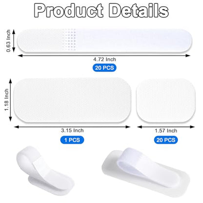 Under Desk Cable Management, Self-Adhesive Hook and Loop Straps, Adjustable Reusable Wire Organizer for Home Office Essentials (20 Pairs) - color: White