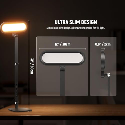 NEEWER Basics 16W Desktop LED Lamp for Home Office Video Conference Reading Lighting, Bi Color Eye Caring Foldable Dual Sided Dimmable Touch Ring Light with Desk Stand/Memory/Timer CRI95, FR16