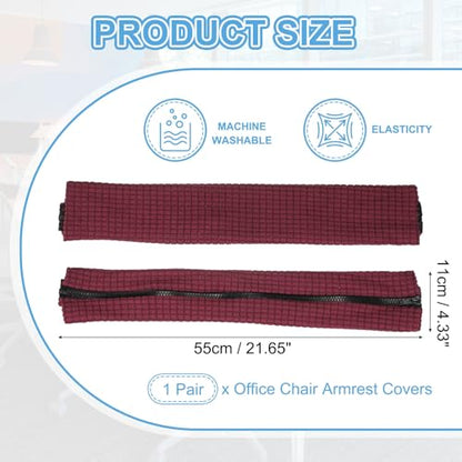 PATIKIL 22x4.3in Office Chair Armrest Covers, 1Pair, Burgundy - color: Burgundy, size: 22"