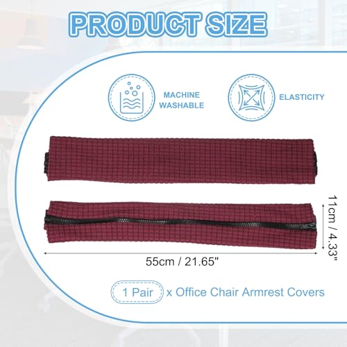 PATIKIL 22x4.3in Office Chair Armrest Covers, 1Pair, Burgundy - color: Burgundy, size: 22"