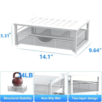 Computer Monitor Stand Riser with Drawer - color: White
