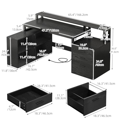 DWVO L Shaped Desk with Drawers