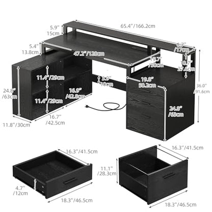 DWVO L Shaped Desk with Drawers