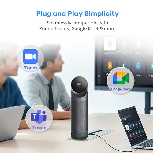 KanDao Meeting Pro 360-degree Video Conference Camera with Microphones and Speakers, AI Tracking, Smart Zooming, Automatic Focus, 4-in-one Standalone Meeting Room Camera System, Wi-fi/HDMI/USB - color: Grey-Black