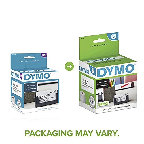 DYMO Authentic LW Non-Adhesive Business Card Labels for LabelWriter Label Printers, White, 2" x 3-1/2", 1 Roll of 300 (Pack of 10) - size: 2'' x 3 1/2'' (Pack of 10)