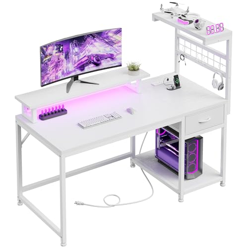 EnHomee 40 Inch White Desk with Drawer & Storage Shelves for Bedroom & Dorm - color: White, size: 40" W