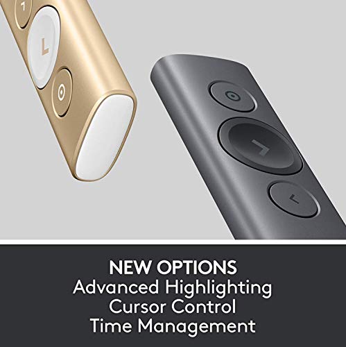 (Discontinued) Logitech Spotlight Presentation Remote - Advanced Digital Highlighting with Bluetooth, Universal Compatibility, 30M Range and Quick Charging – Slate